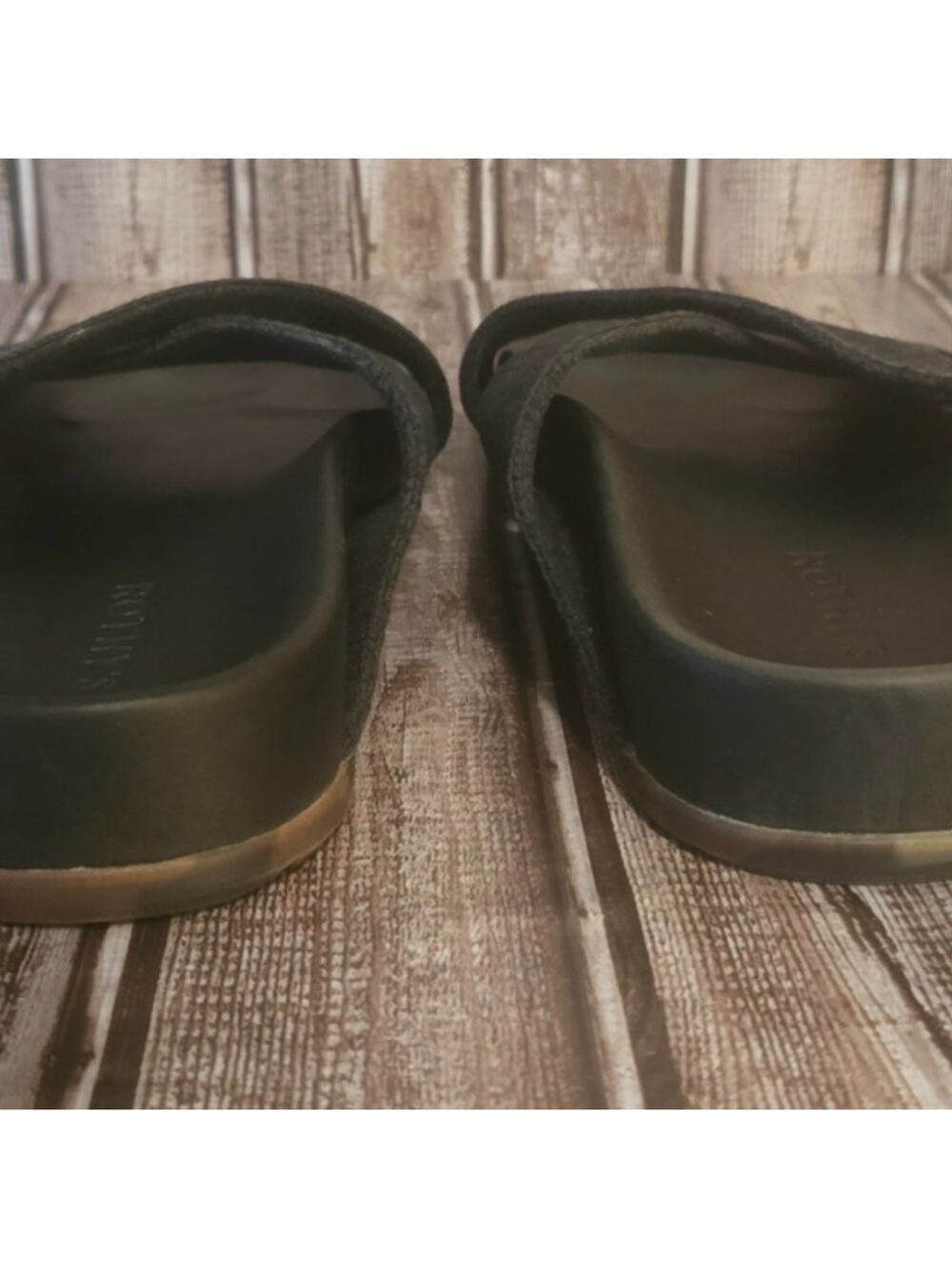 Rothy's The Weekend Crisscross Black Knit Comfort Sandals Slides VGUC - Picture 5 of 8